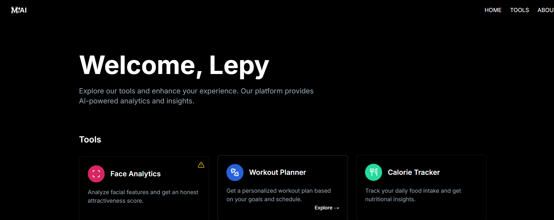AI tools dashboard
